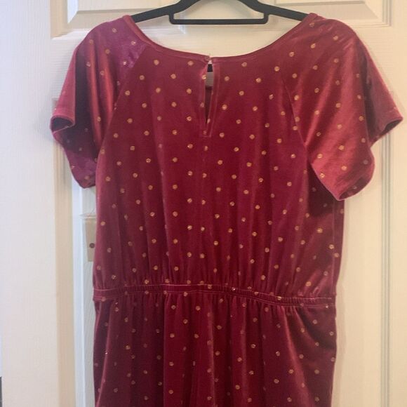 SO VELOUR JUMPSUIT CROPPED SHORT SLEEVE WITH GOLD GLITTER POLKA DOTS NWT - Picture 8 of 8